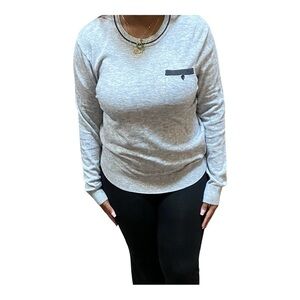 Banana Republic Large Medium Gray Crew Neck Pocket  Pullover Sweater Shirt